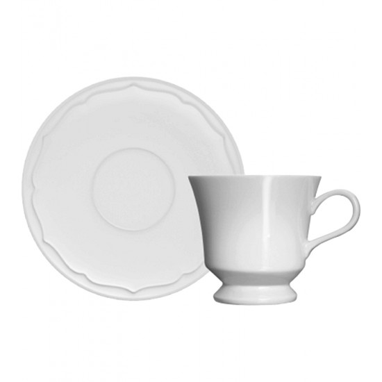 Xicara 80ml Para Café Clássica Com Pires Porcelana Germer